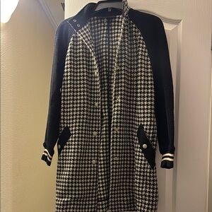 Black and White Houndstooth Women's Coat